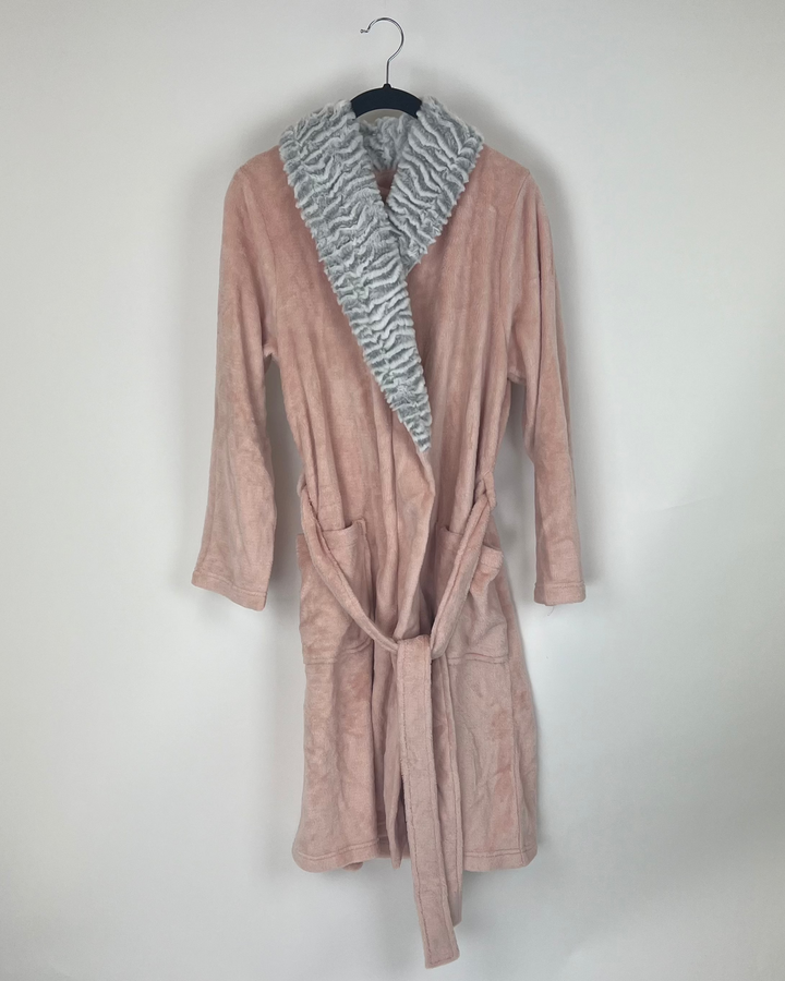 Pink and Grey Fuzzy Robe - Small