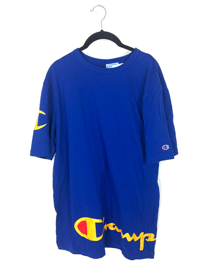 MENS Royal Blue and Orange T-Shirt - Large