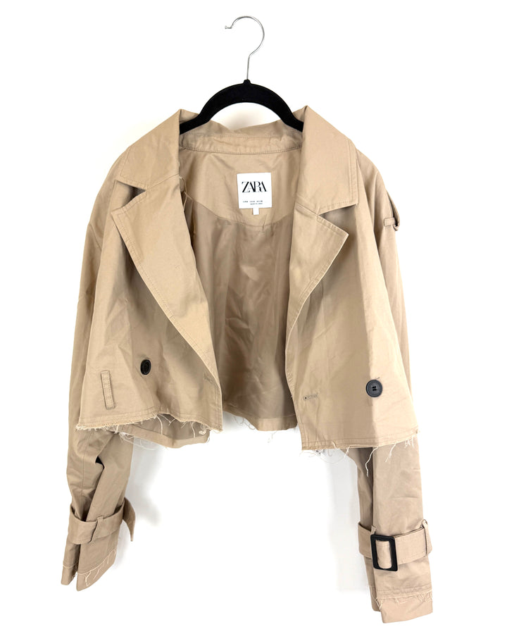 Zara Cropped Trench Jacket - Medium