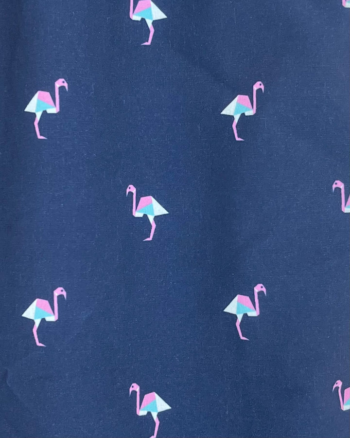 MENS Navy Swim Shorts With Purple Flamingos - Medium