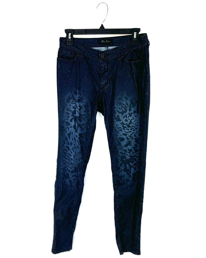 Poetic Justice Blue and Black Animal Print Pants - Size 28