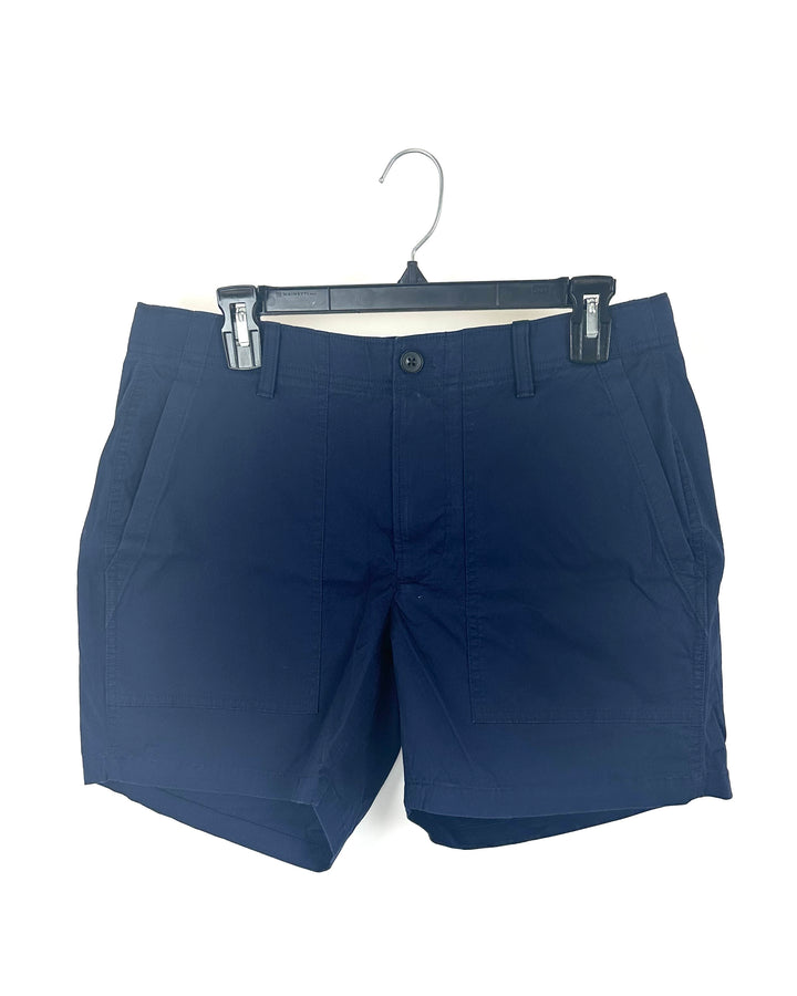 MENS Navy Flap Pocket Shorts - 32 Waist - 5" and 7'' Inseams