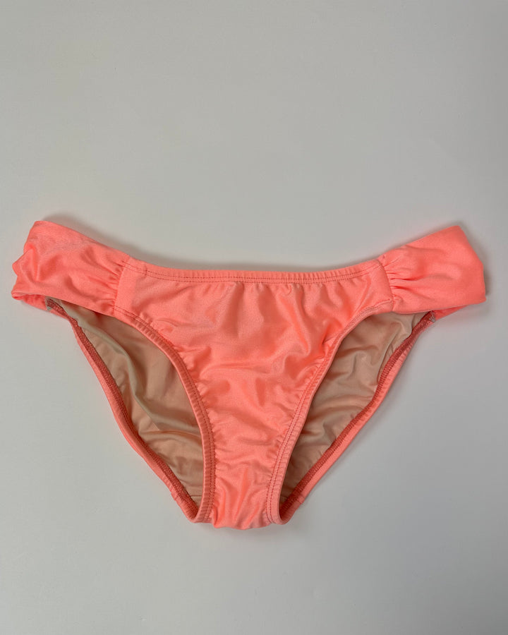 Neon Orange Swim Bottom With Ruched Sides - Small