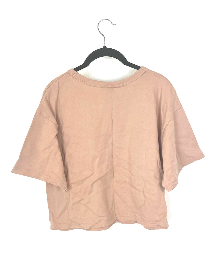 Blush Pink Cropped T-Shirt - Medium