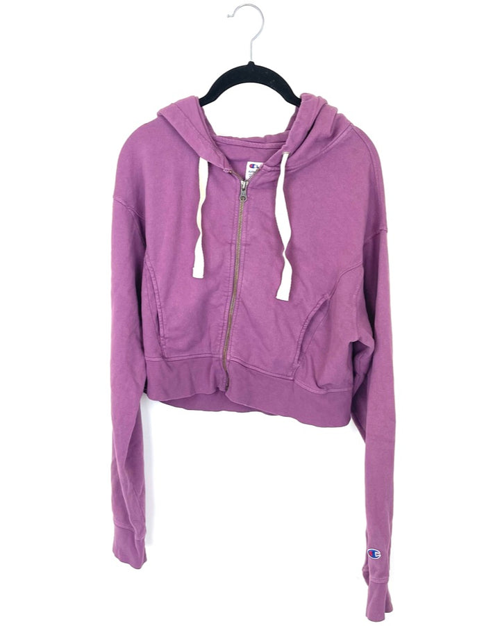 Purple Cropped Zip Hoodie - Medium