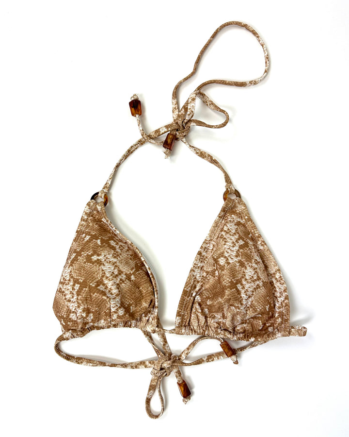 Tan Snake Skin Triangle Swim Top -  Small