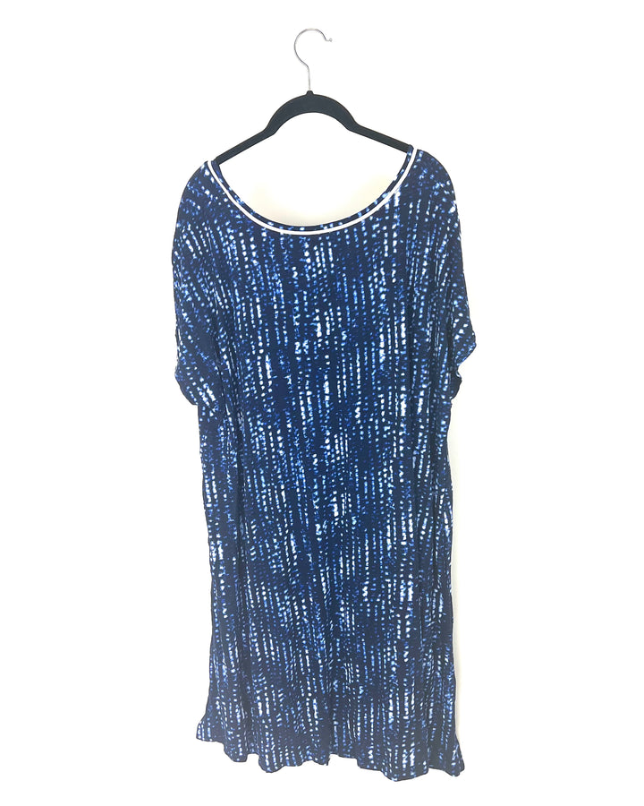 Navy Blue Abstract Pattern Nightgown - 1X