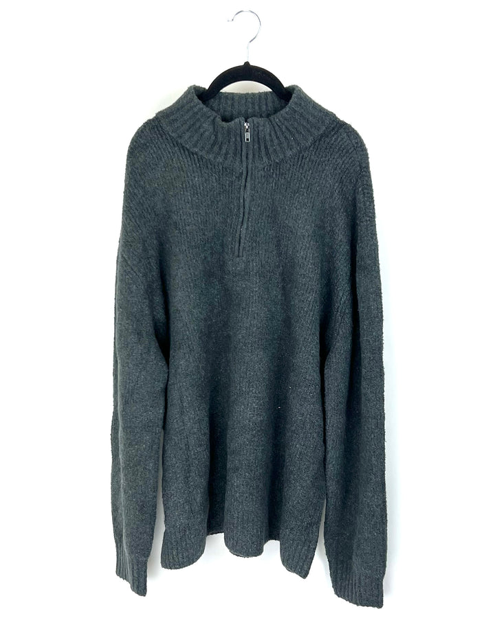 MENS Grey Half Zip Sweater - Medium - 3XL