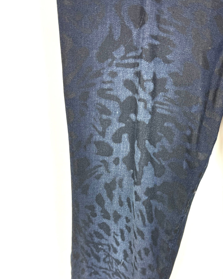 Poetic Justice Blue and Black Animal Print Pants - Size 28