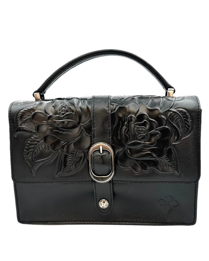 Black Embossed Leather Handbag