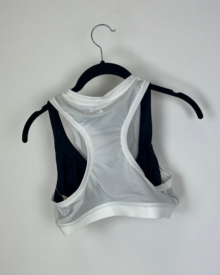 Black and White Layered Sports Bra - Medium