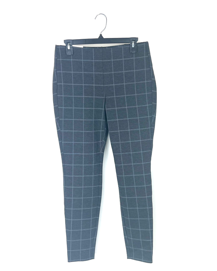 Medium and Light Grey Checkered Pants - Small