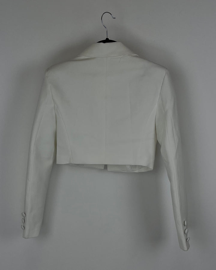 Leau Cropped White Blazer - Small