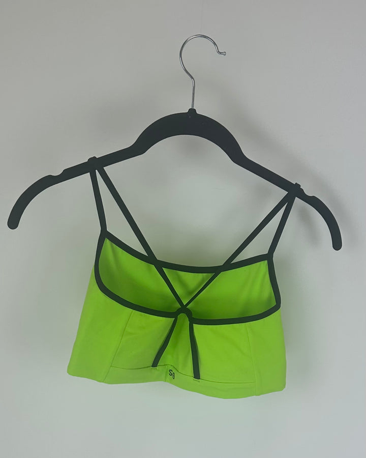 Splits59 Neon Green and Black Trim Sports Bra - Small