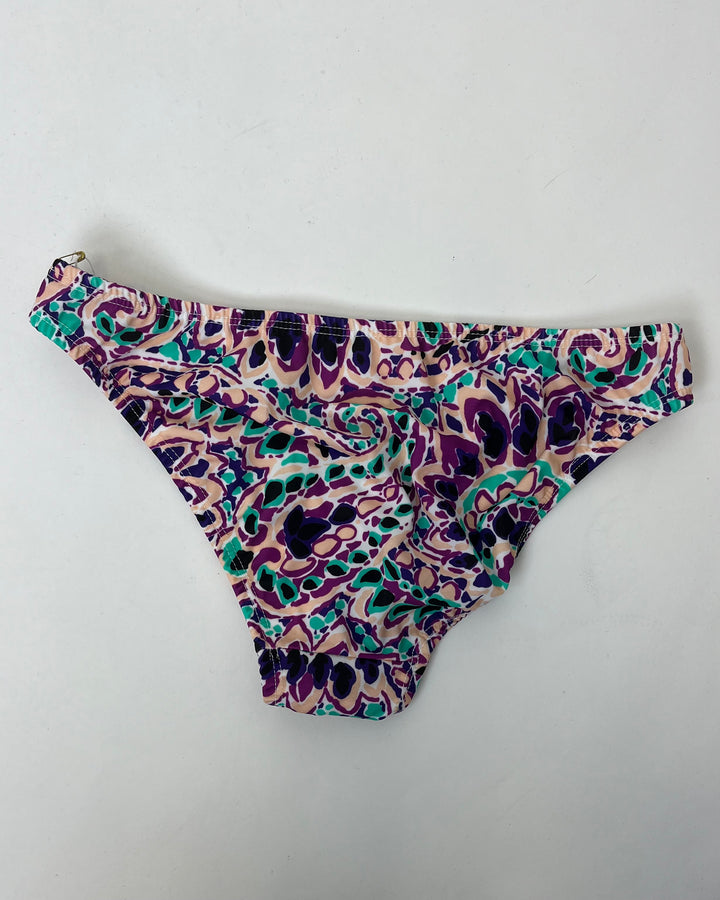 Purple, Peach, and Teal Abstract Swim Bottom - Small