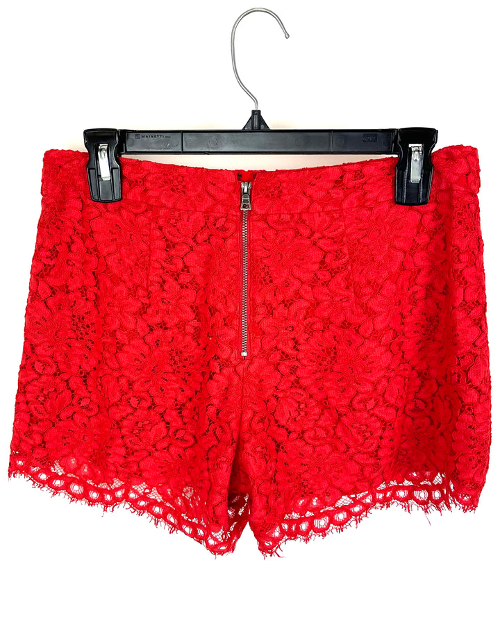 Alice + Olivia Red Lace Micro Shorts - Size 4