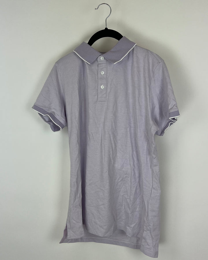 MENS Lavender Collared Short Sleeve Shirt - Medium