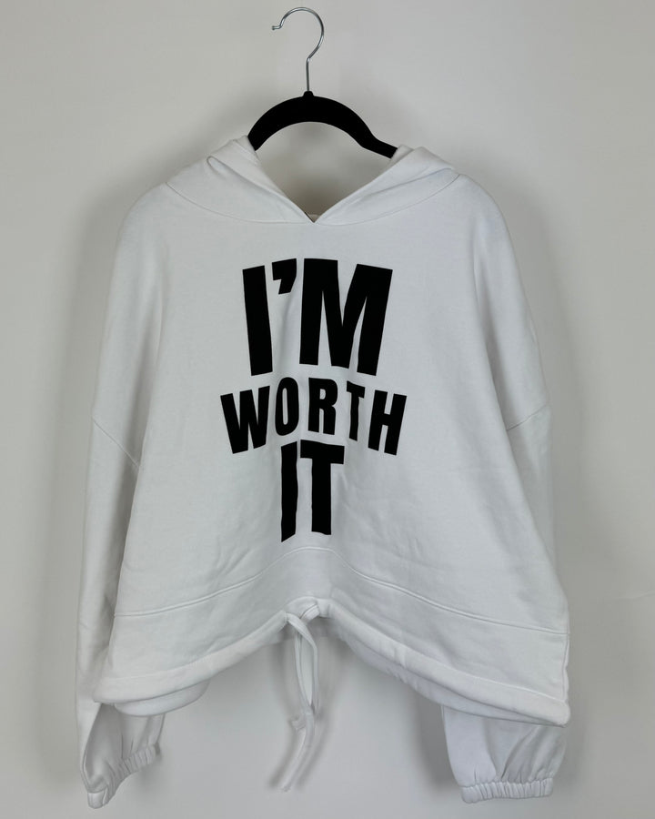 White "I'm Worth It" Sweatshirt - Size 6/8