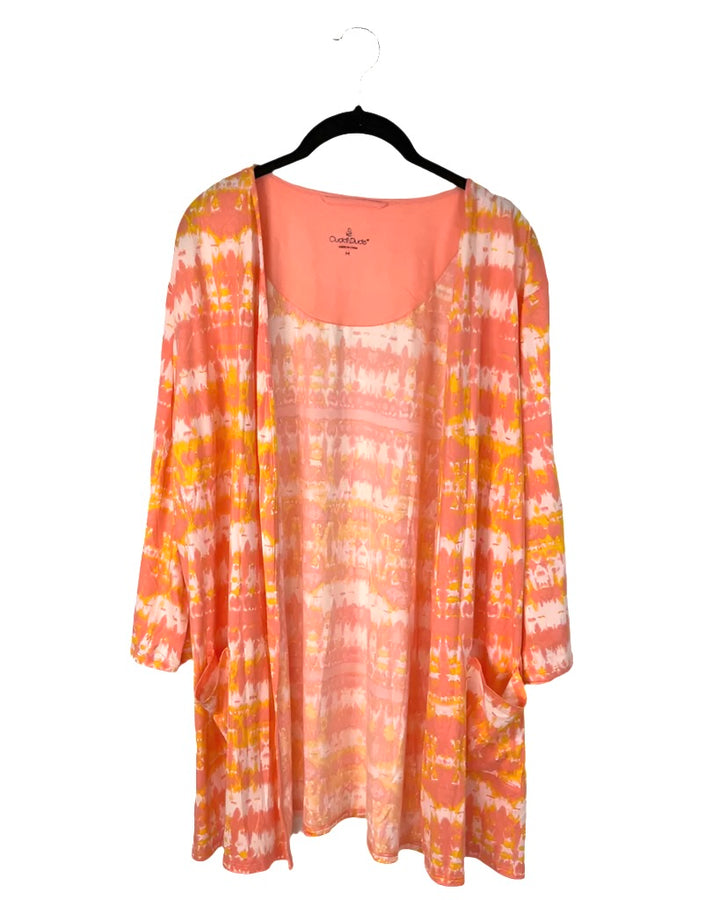 Pink and Orange Tie Dye Cardigan - Size 6/8