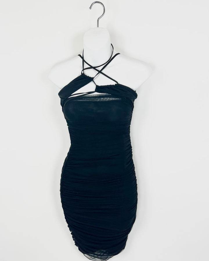 Leau Black Mesh Dress - Extra Small