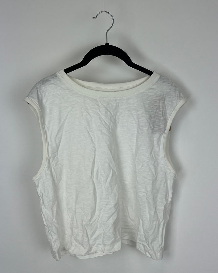 White Cropped Tank Top - Medium