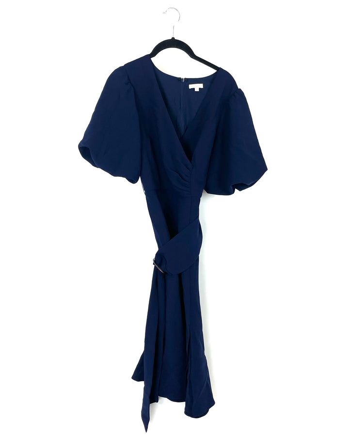 Navy Blue Belted Maxi Dress - Size 4