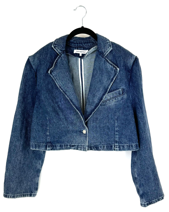 WeWoreWhat Denim Cropped Blazer - Size 6/8