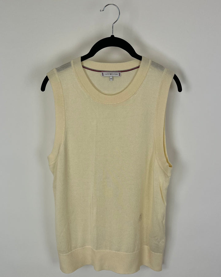 Tommy Hilfiger Cream Crew Neck Sweater Vest - Size 1X