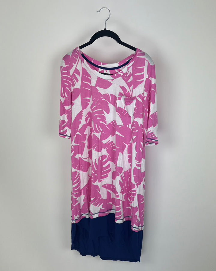 Pink and White Tropical Nightgown - Medium