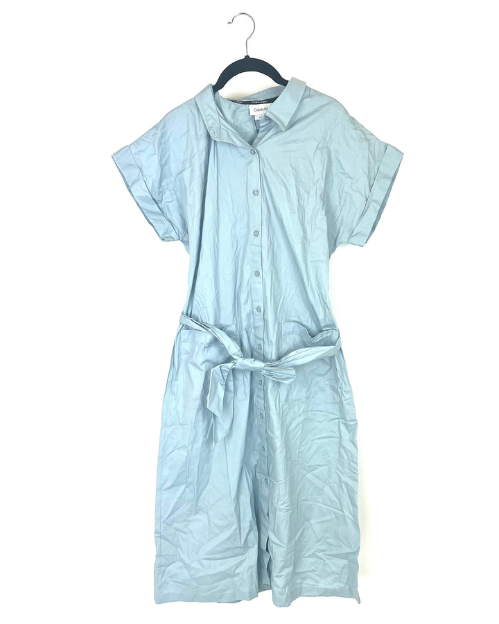 Blue Grey Button Up Dress - Medium