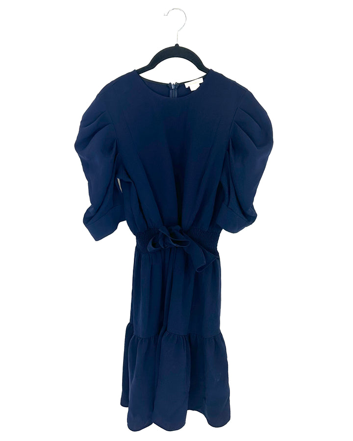 Navy Dress With Bow Tie Front - Size 4