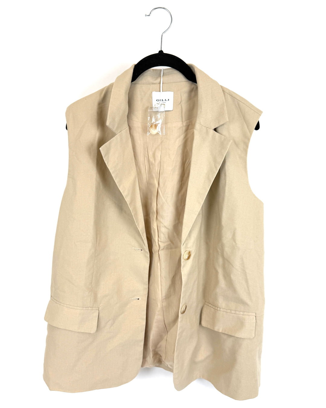 Gilli Tan Linen Vest - Small