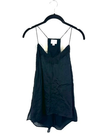 Black Racer Back Top With Lace - Small