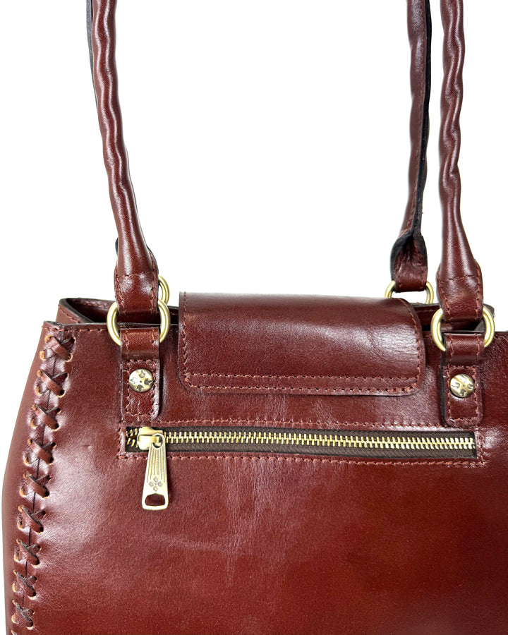 Dark Maroon Embossed Leather Shoulder Bag