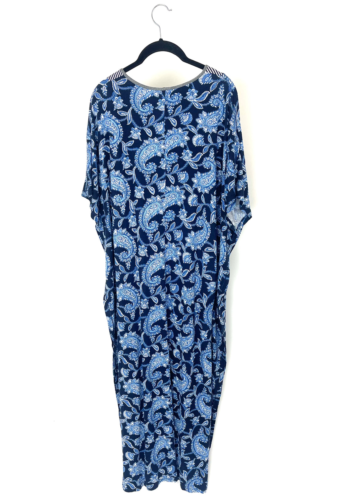 Blue Paisley Caftan With Midline Stripes- Size 8/10