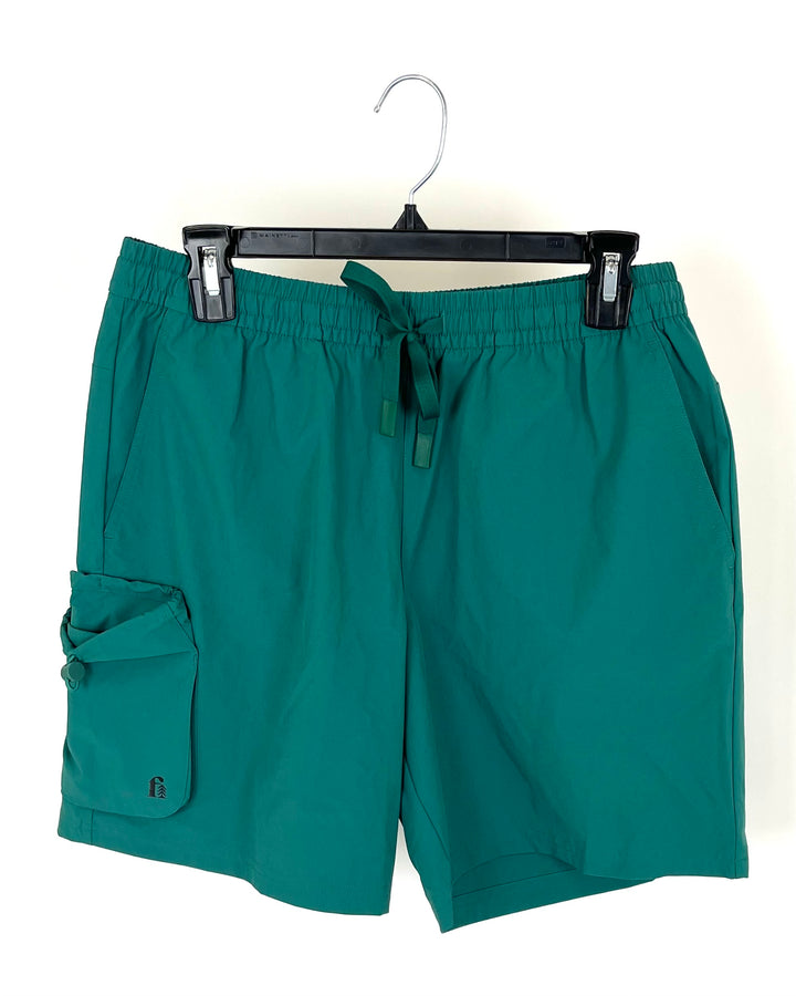 MENS Emerald Green Shorts With Adjustable Waist Tie - Small