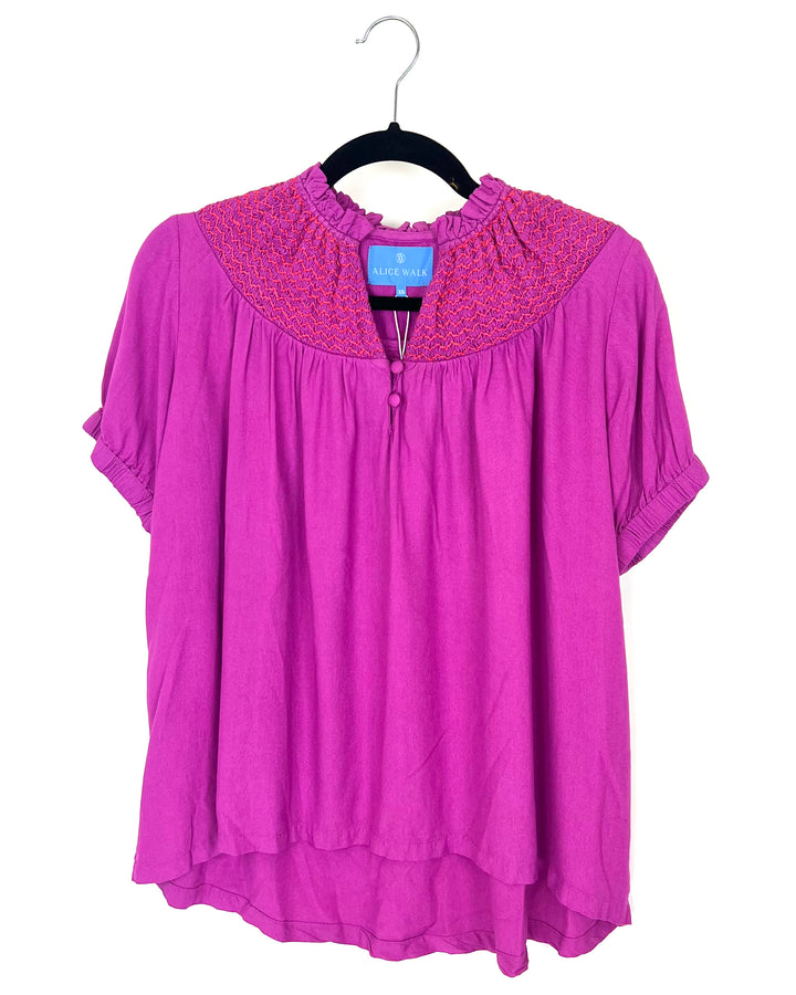 Magenta Smocked Blouse - Size 0/2 and 12/14