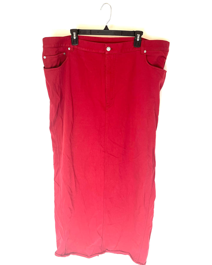 H&M Red Denim Midi Skirt - Size 22