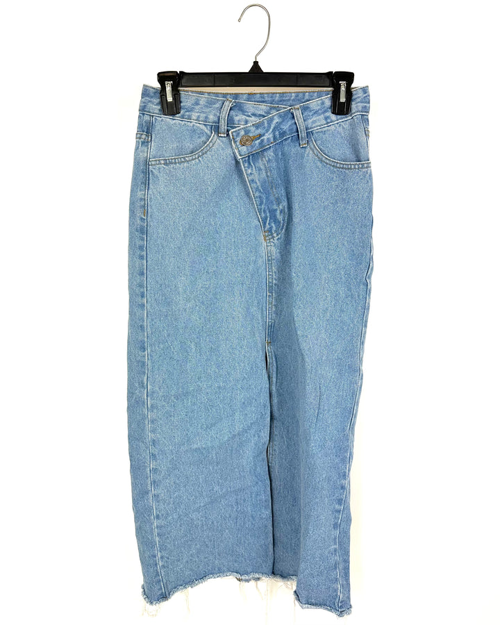 Shein Criss Cross Waist Long Denim Skirt - Size 4