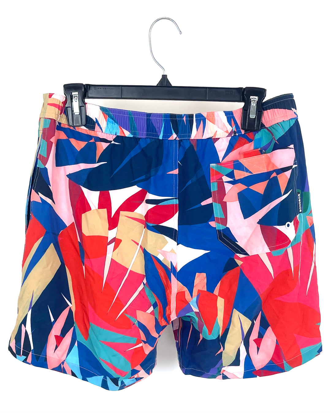 MENS Multi-Color Abstract Leaf Pattern Swim Shorts - Medium