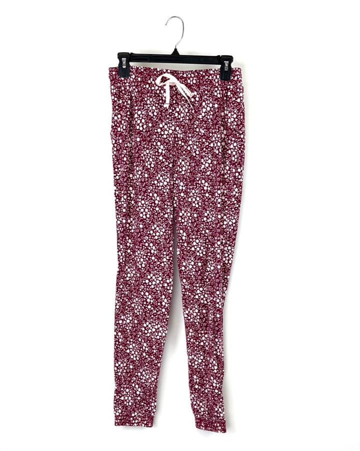 Red and White Printed Sleepwear Bottoms - Small