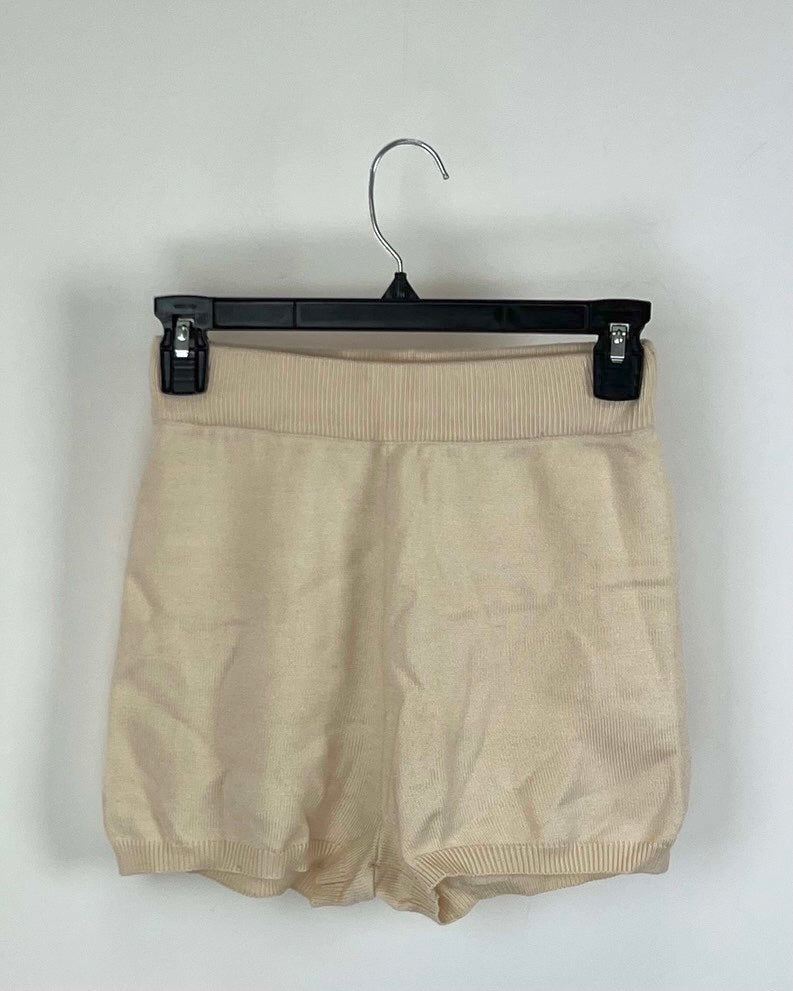 Meshki Beige Knit Shorts - Small