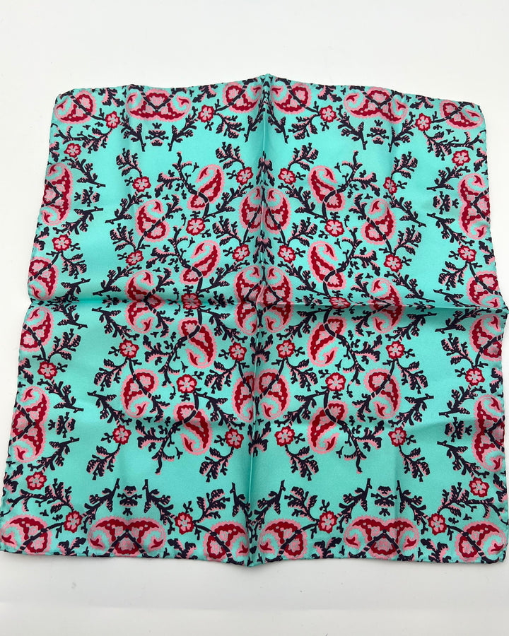 MENS Seafoam Paisley and Brach Pocket Square