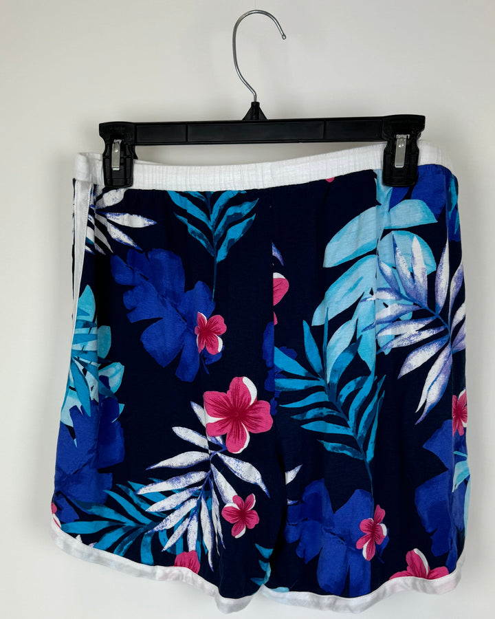 Tropical Print Pajama Shorts - Medium