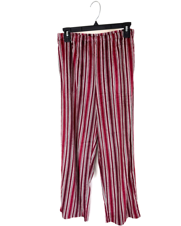 Red and Black Striped Fleece Pajama Set - Small