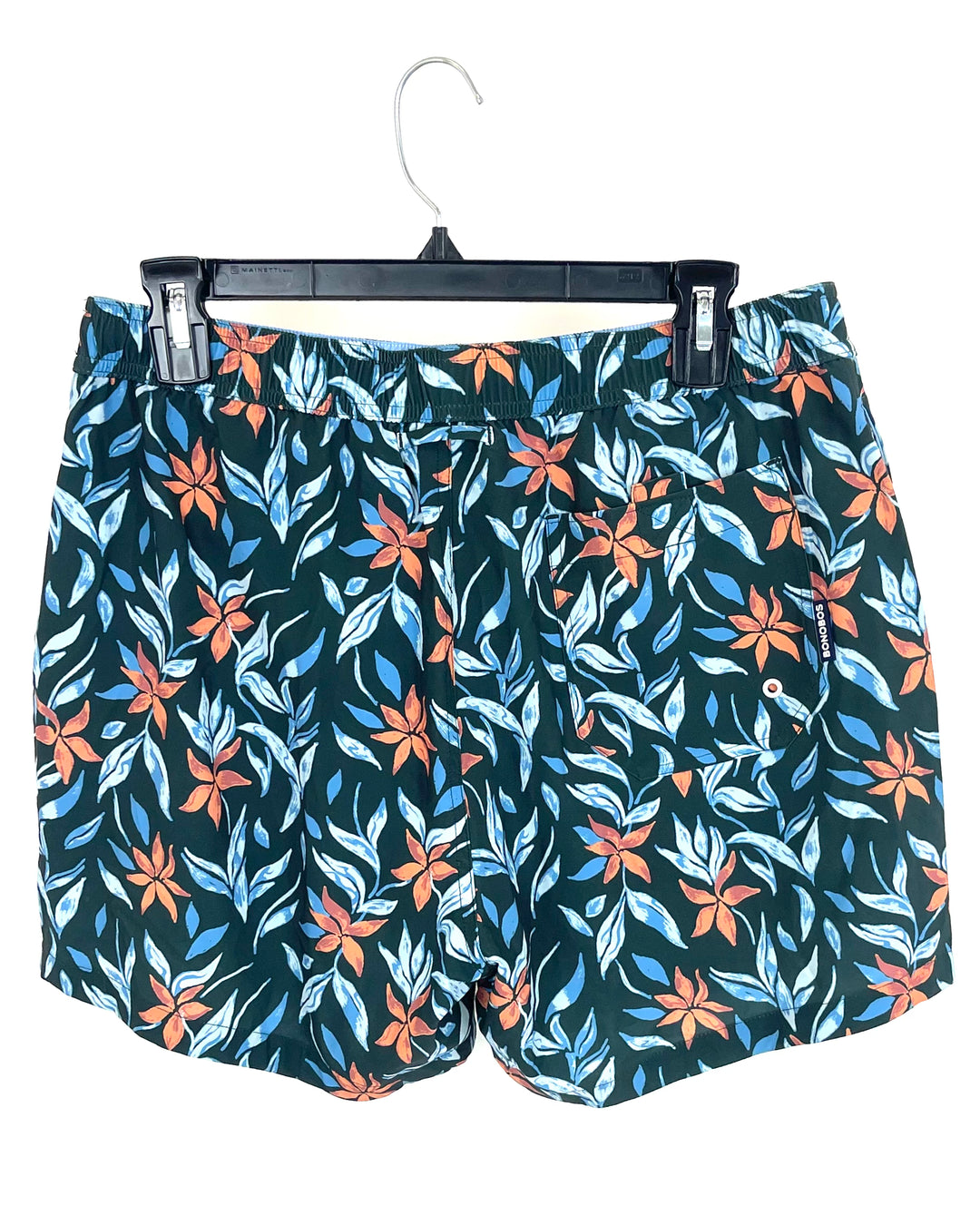 MENS Orange and Blue Floral Swim Shorts - Medium