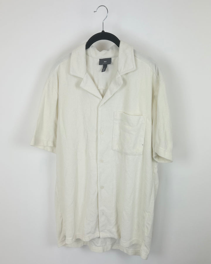 MENS H&M Cream Terry Cloth Top - Medium