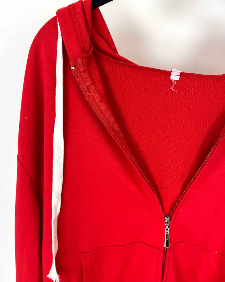 Red Zip-Up Hoodie - Size 2XL