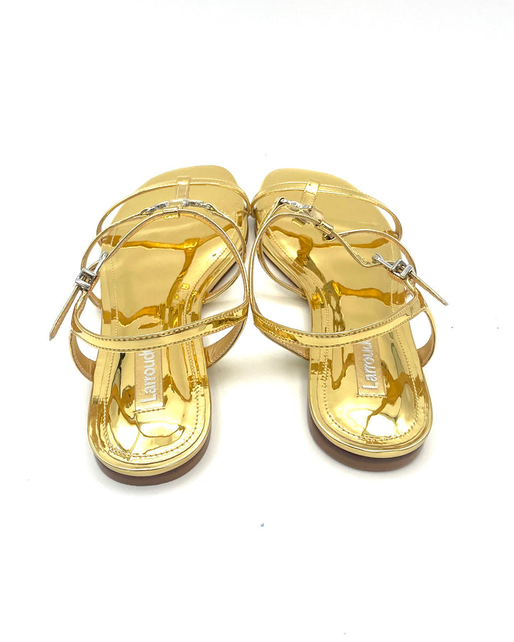 Metallic Strappy Gold Flats - Size 6.5