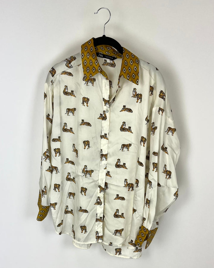 Zara Tiger Print Button Up - Small